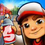Subway Surfers 2025 gameplay showing Jake running on train tracks